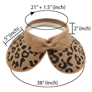 Leopard Print Foldable Straw Hat