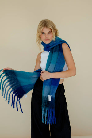 Arctic Fox The Reykjavik Scarf - 100% Recycled - Blue Check