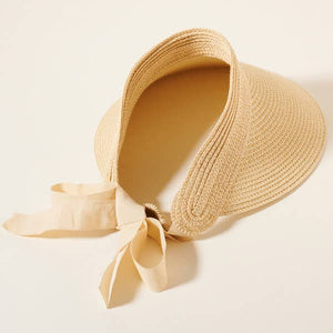 Black bow tied Sun Visor for Wide Brim Straw  Hat