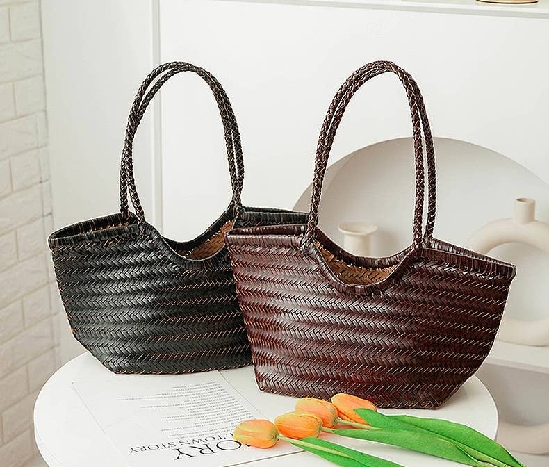 Sook Handwoven Genuine Leather Tote Bag