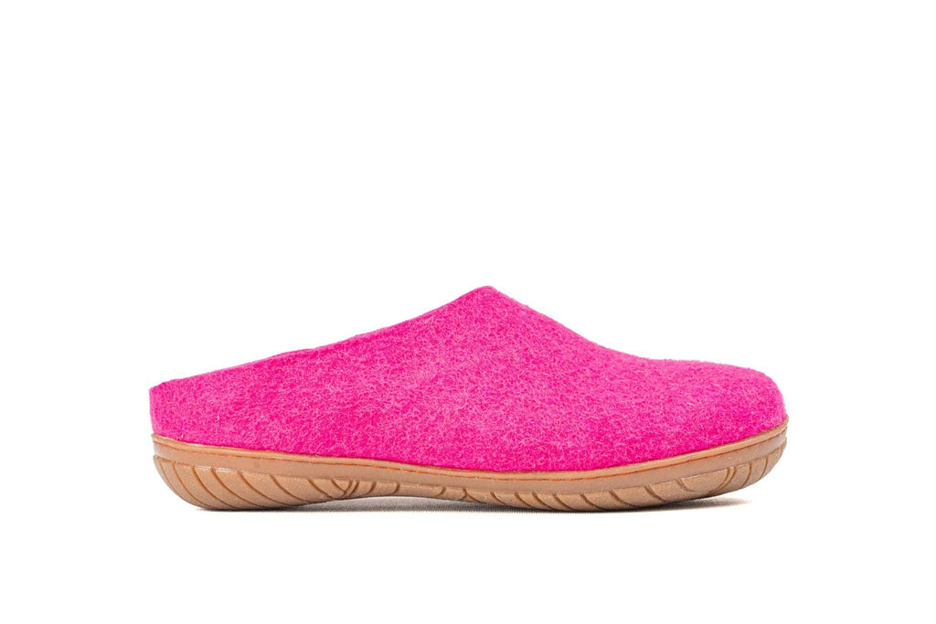 Woollyes outdoor open heel slippers with rubber sole - fuchsia