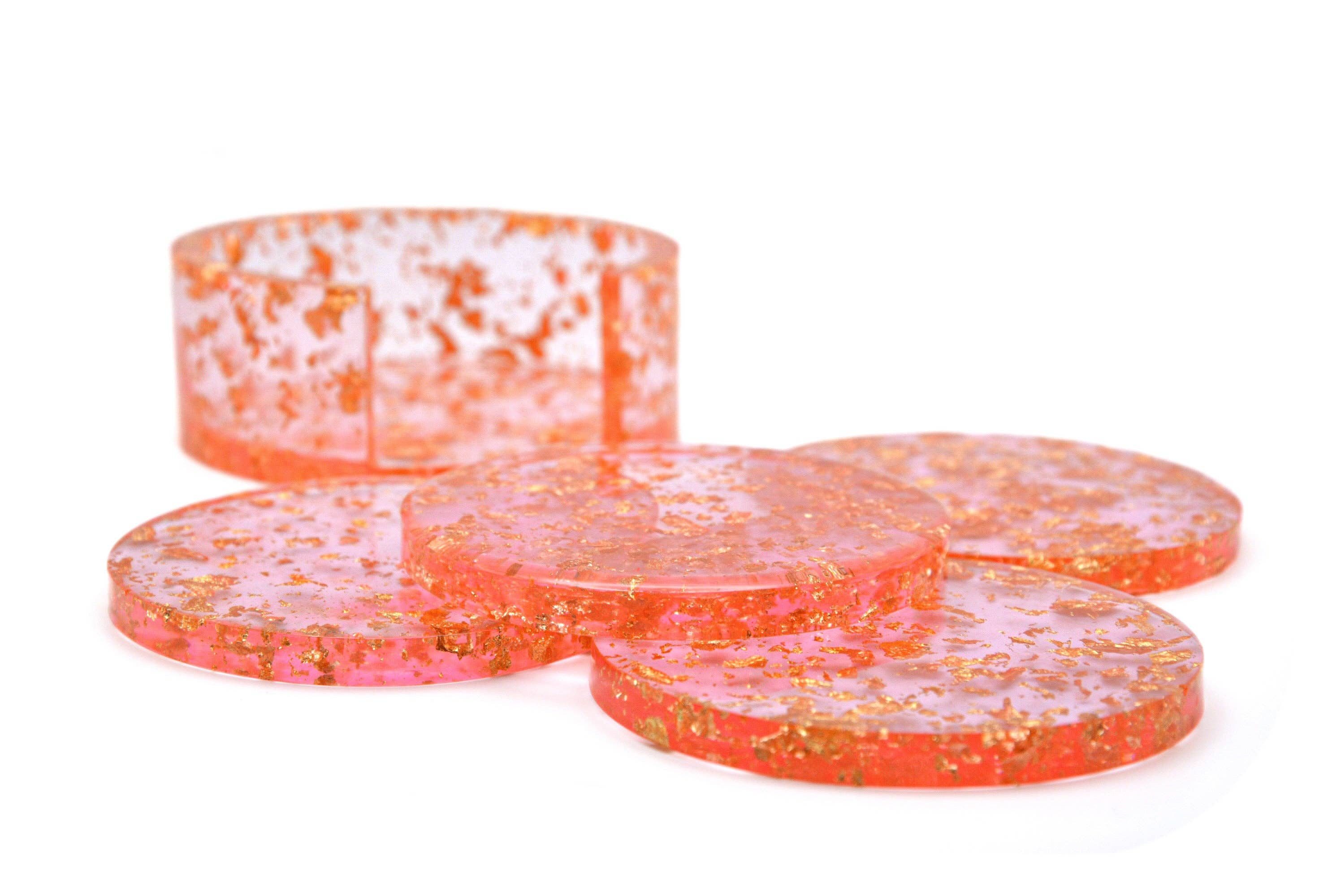 PINK GOLD LEAF COASTER SET