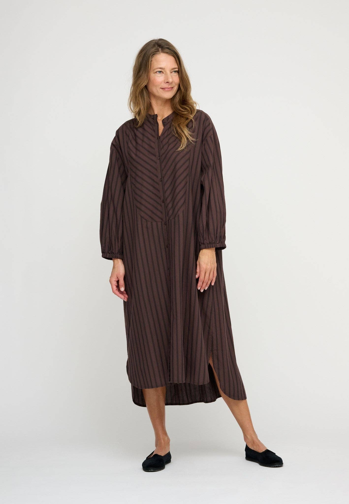 Lauren shirtdress stripe - brown / black