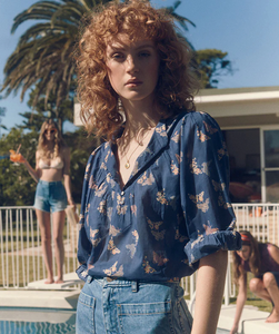 Marie Louise de Monterey - Marais blouse mica print / Blue