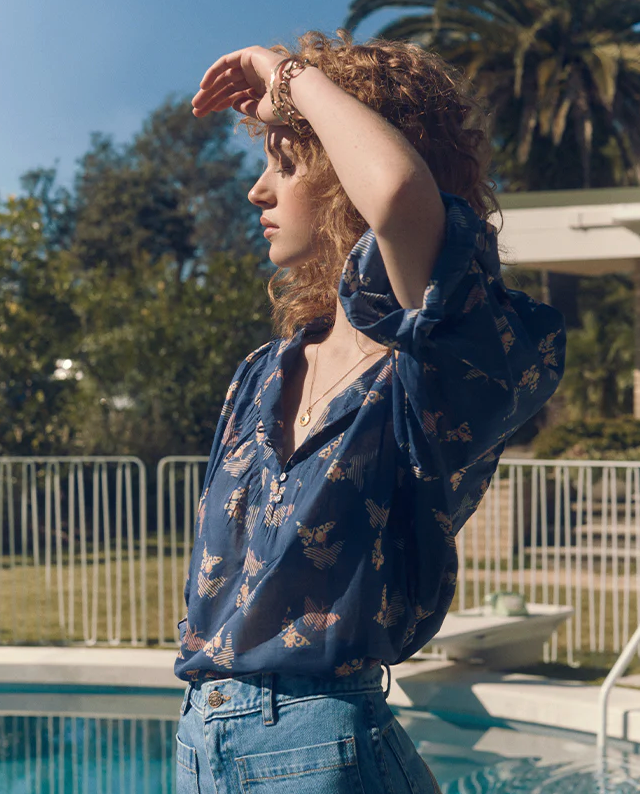 Marie Louise de Monterey - Marais blouse mica print / Blue