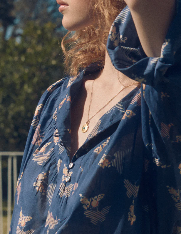 Marie Louise de Monterey - Marais blouse mica print / Blue