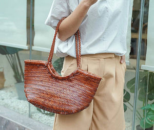 Sook Handwoven Genuine Leather Tote Bag