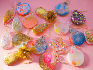 Fat Pom Poms Lucky Dip Resin Bauble Tree Decoration