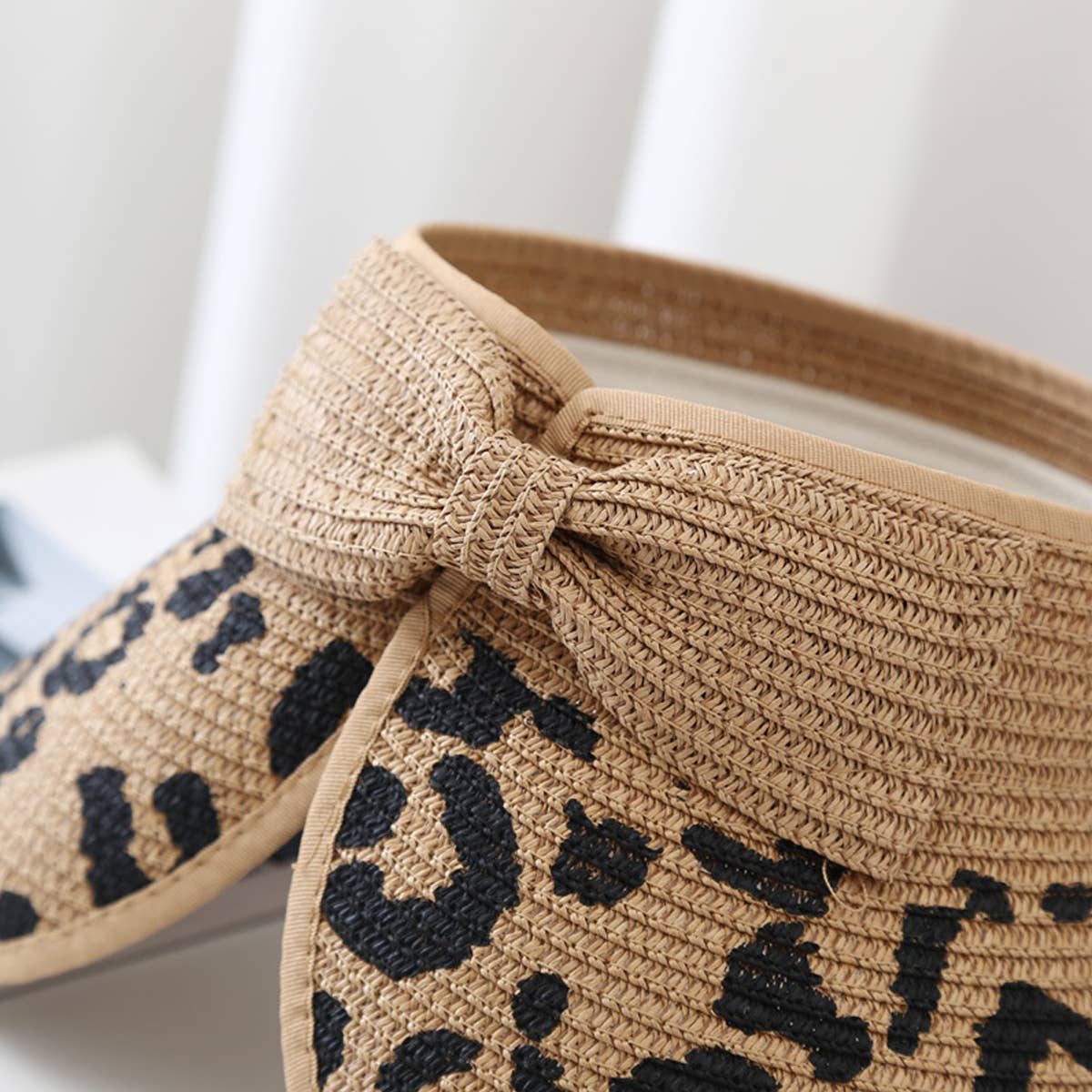 Leopard Print Foldable Straw Hat