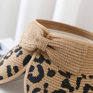 Leopard Print Foldable Straw Hat