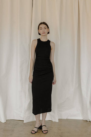 Mod Ref The Gina Dress | High Neck Midi Dress with Ruching