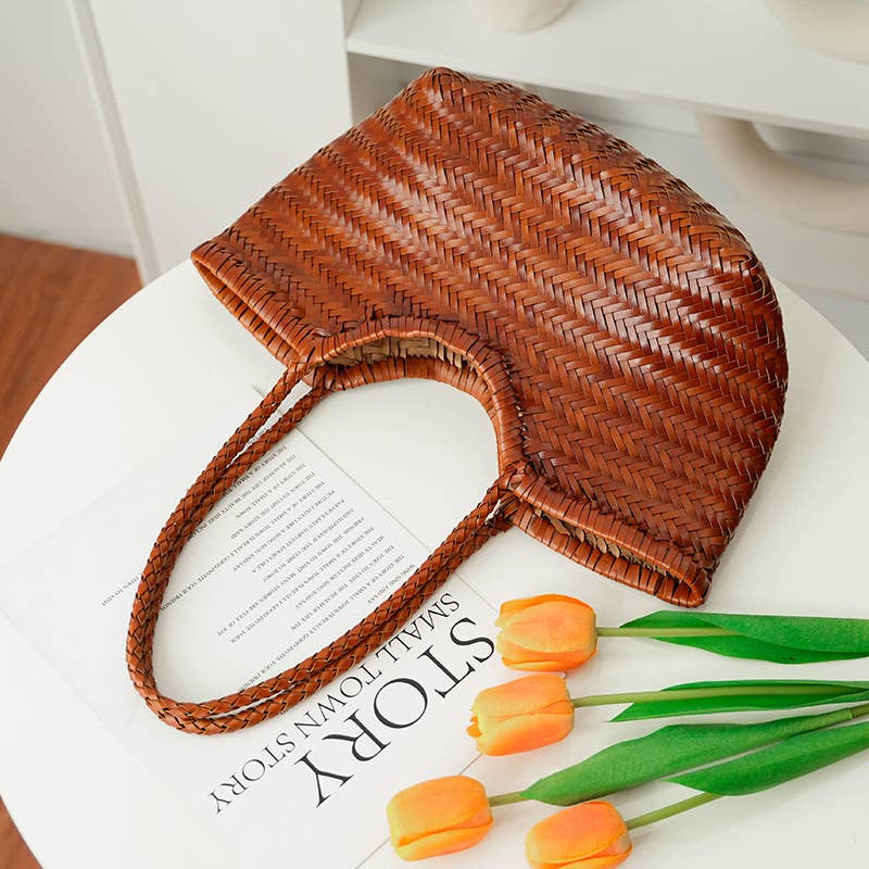 Sook Handwoven Genuine Leather Tote Bag