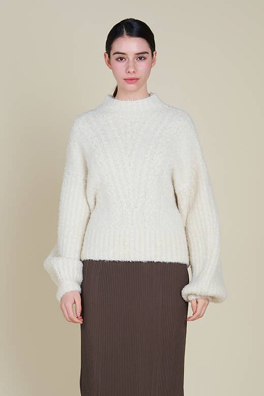 Grade & Gather Cable Bubble Sleeve Knit