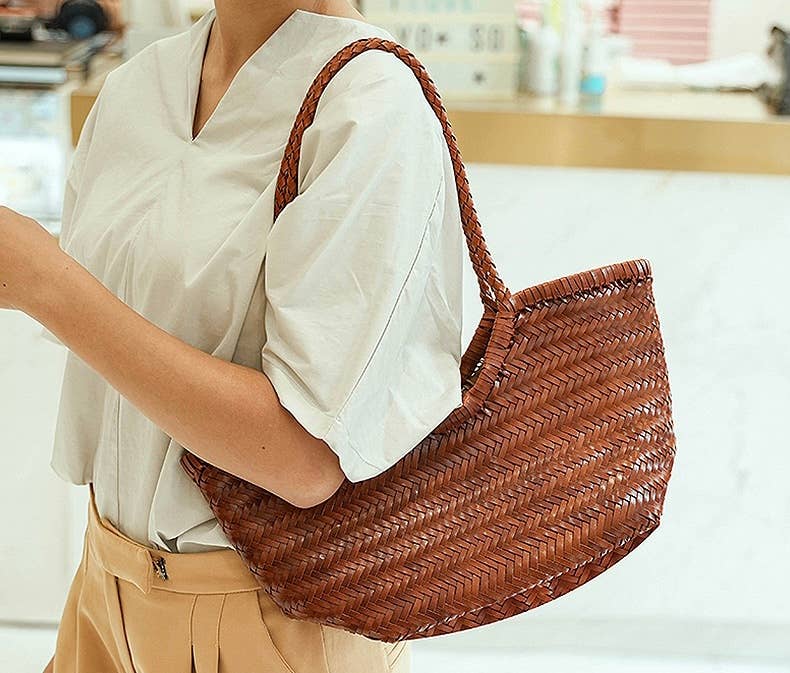 Sook Handwoven Genuine Leather Tote Bag