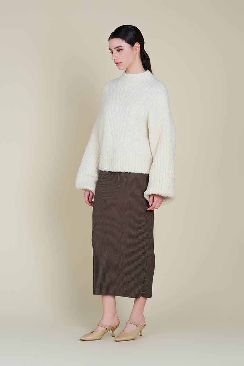 Grade & Gather Cable Bubble Sleeve Knit