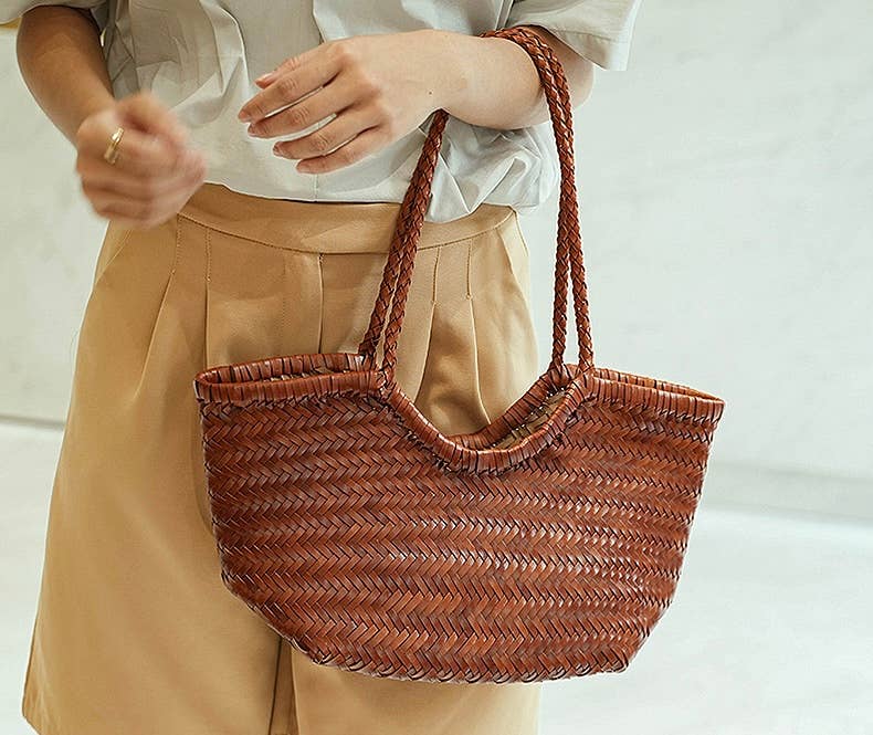 Sook Handwoven Genuine Leather Tote Bag