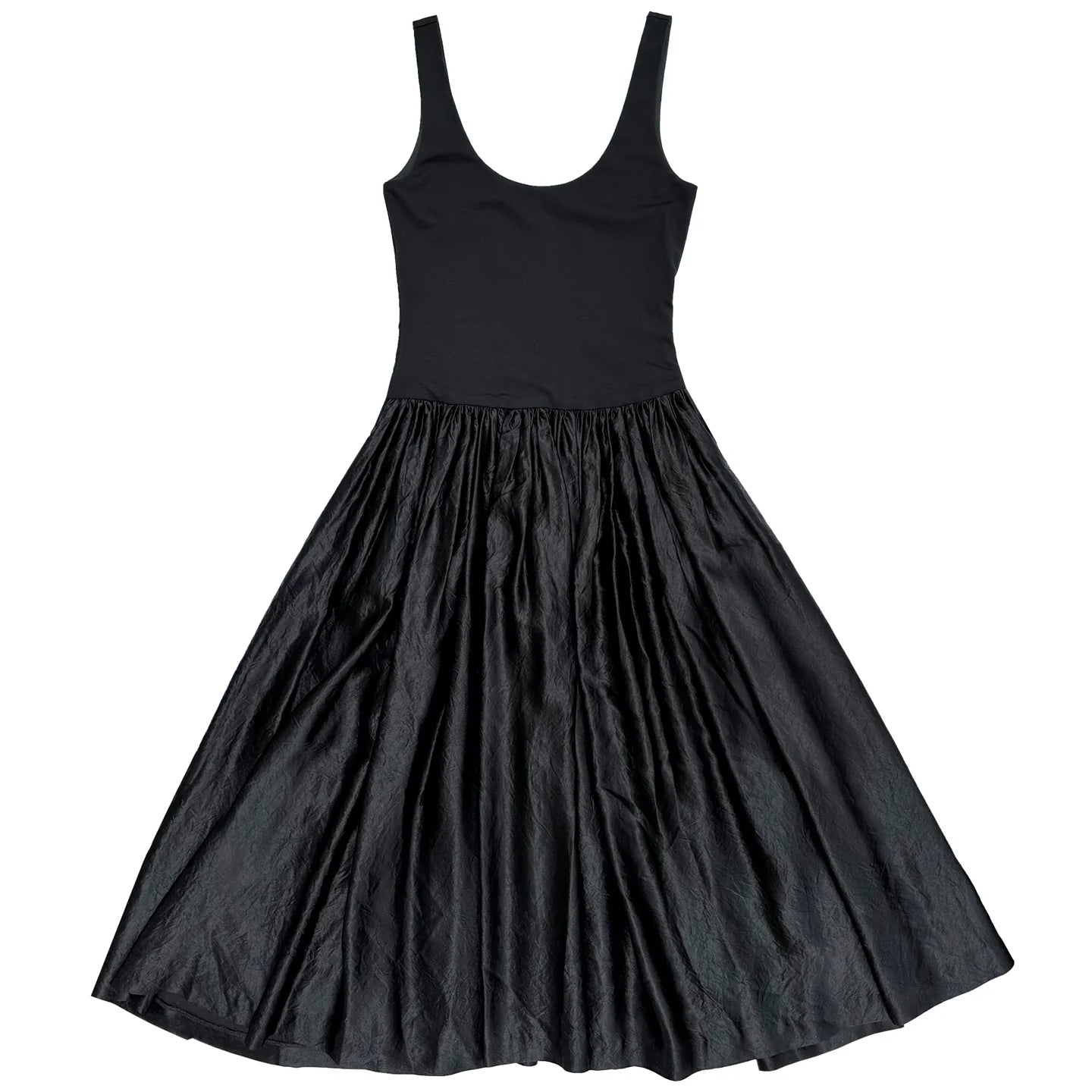 Mixed Fabric Dress - Black