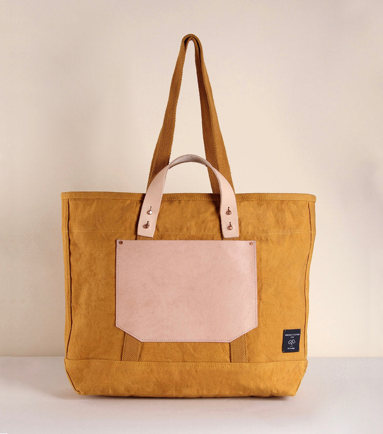 Immodest Cotton East West Pocket Tote