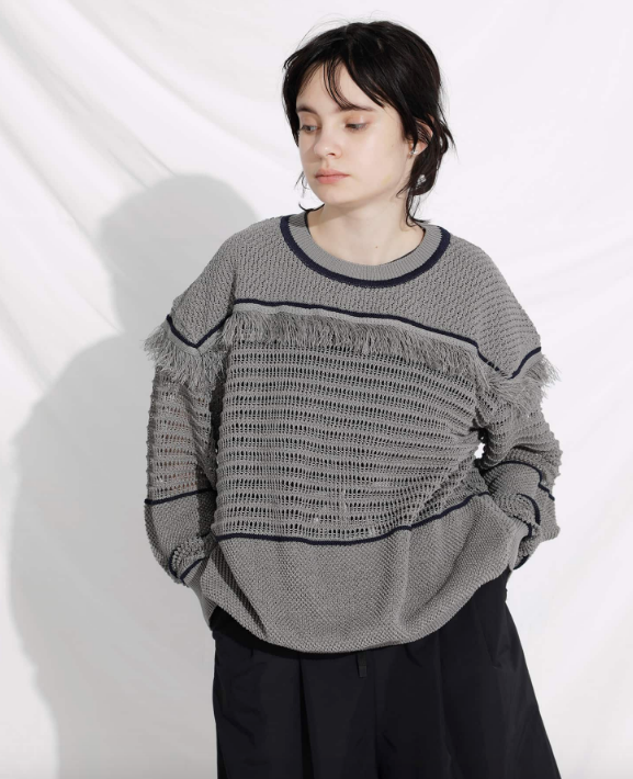F/CE STRAW YARN FRINGE KNIT